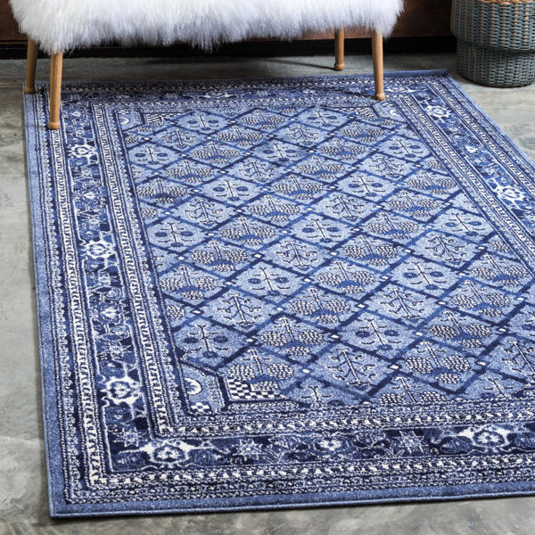 Bungalow Rose Goldmann Power Loom Performance Blue Rug & Reviews Wayfair